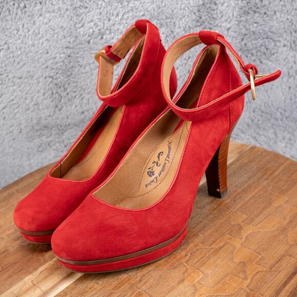 Sofft Red Manhattan Suede Mary Jane Style Pumps Size 8 - Picture 4 of 9
